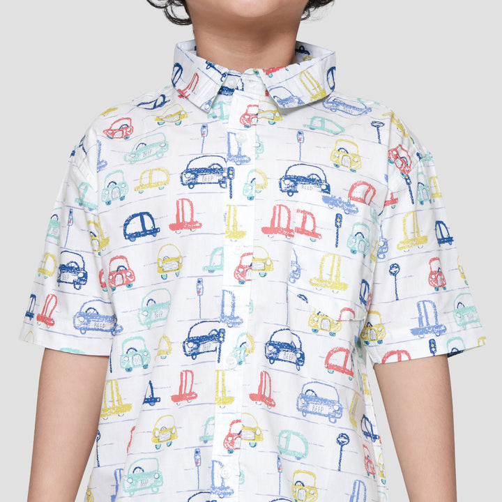 Little M Print Car Kemeja Anak Laki-laki