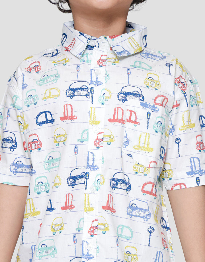 Little M Print Car Kemeja Anak Laki-laki