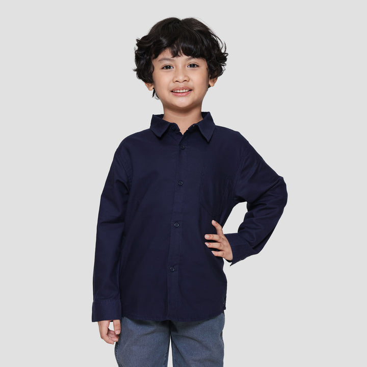 Little M Print Blk Wording Kemeja Anak Laki-laki