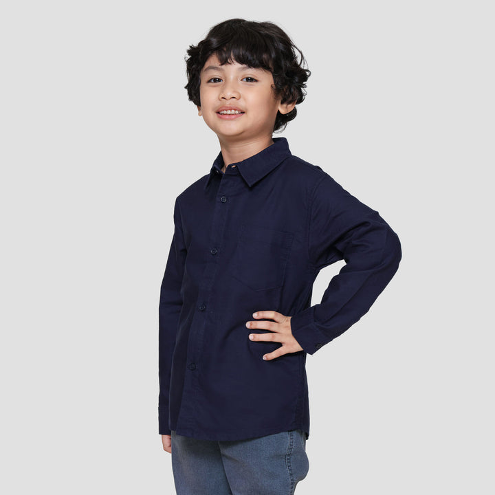 Little M Print Blk Wording Kemeja Anak Laki-laki