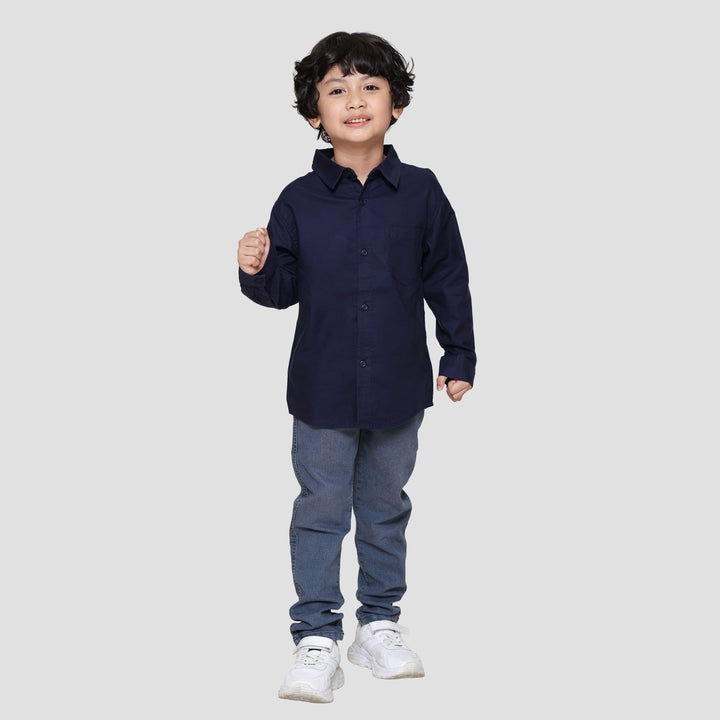 Little M Print Blk Wording Kemeja Anak Laki-laki