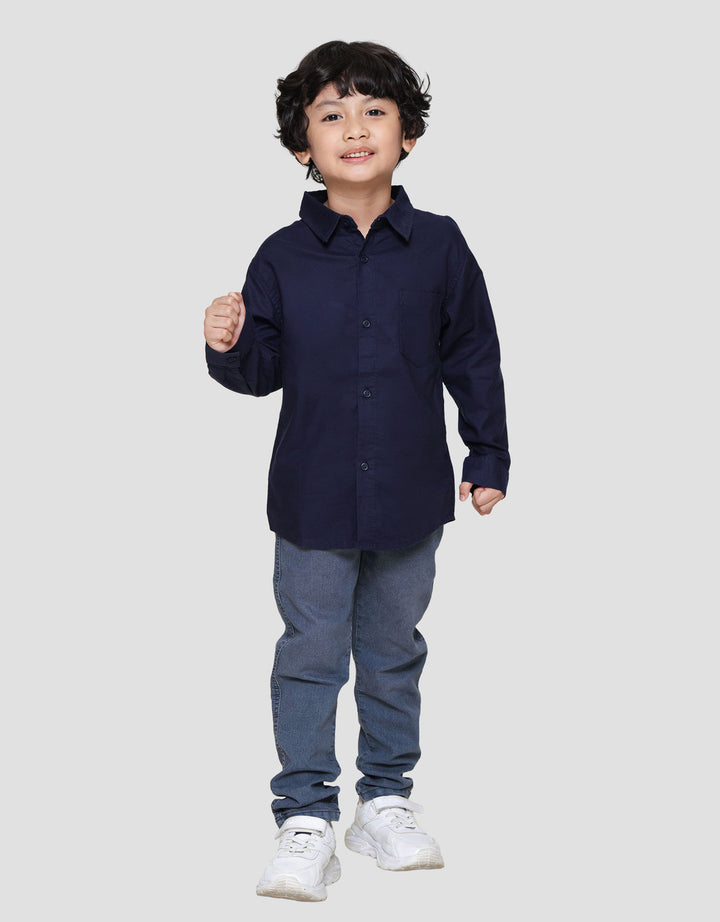 Little M Print Blk Wording Kemeja Anak Laki-laki