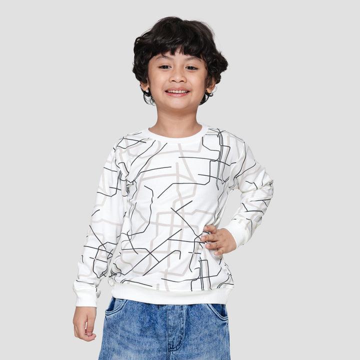 Little M Print Geometrik Sweater Anak Laki-laki