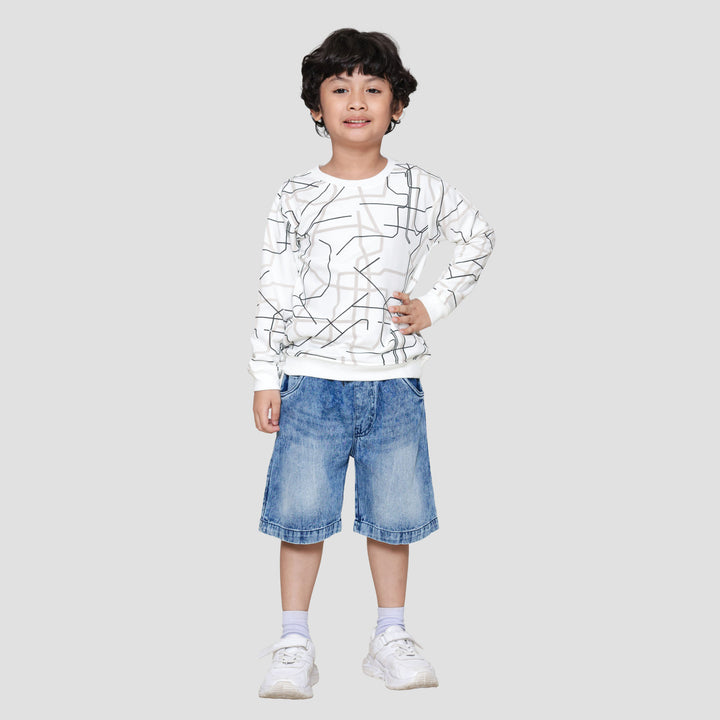 Little M Print Geometrik Sweater Anak Laki-laki