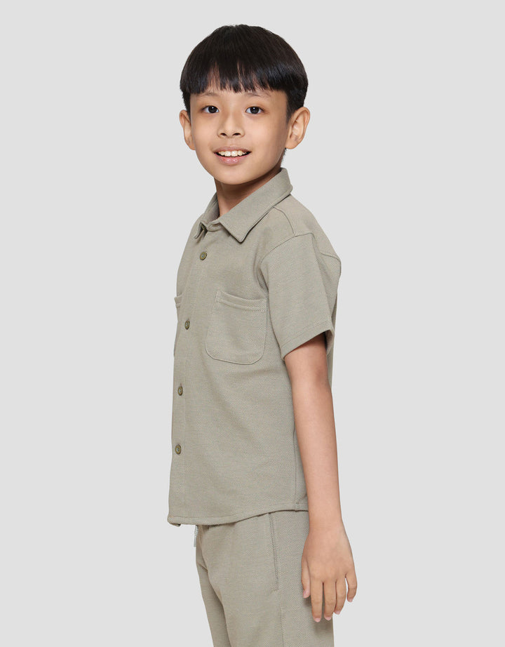 Little M Texture Kaos Kerah Anak Laki-laki