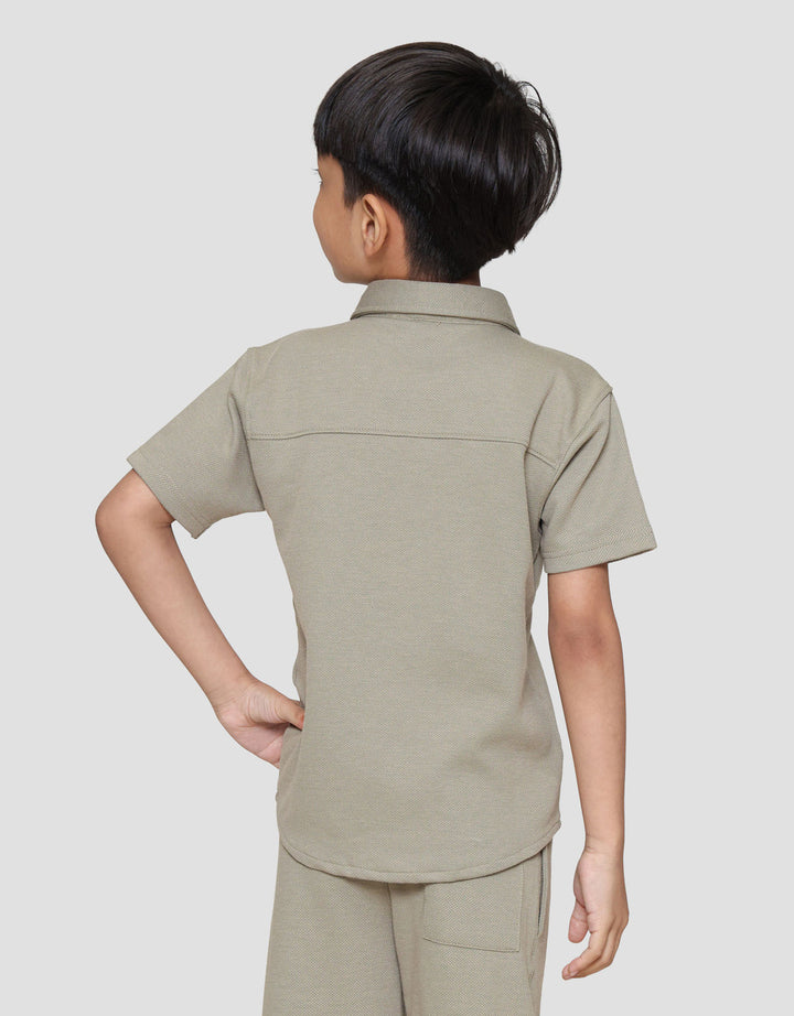 Little M Texture Kaos Kerah Anak Laki-laki