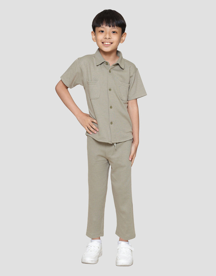 Little M Texture Kaos Kerah Anak Laki-laki