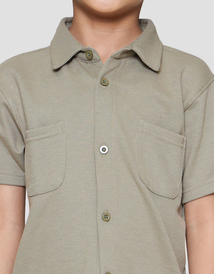 Little M Texture Kaos Kerah Anak Laki-laki