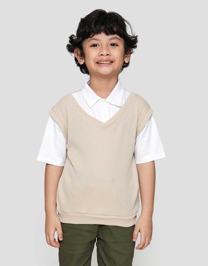 Little M Krah Komb Texture Wafel Kaos Anak Laki-laki