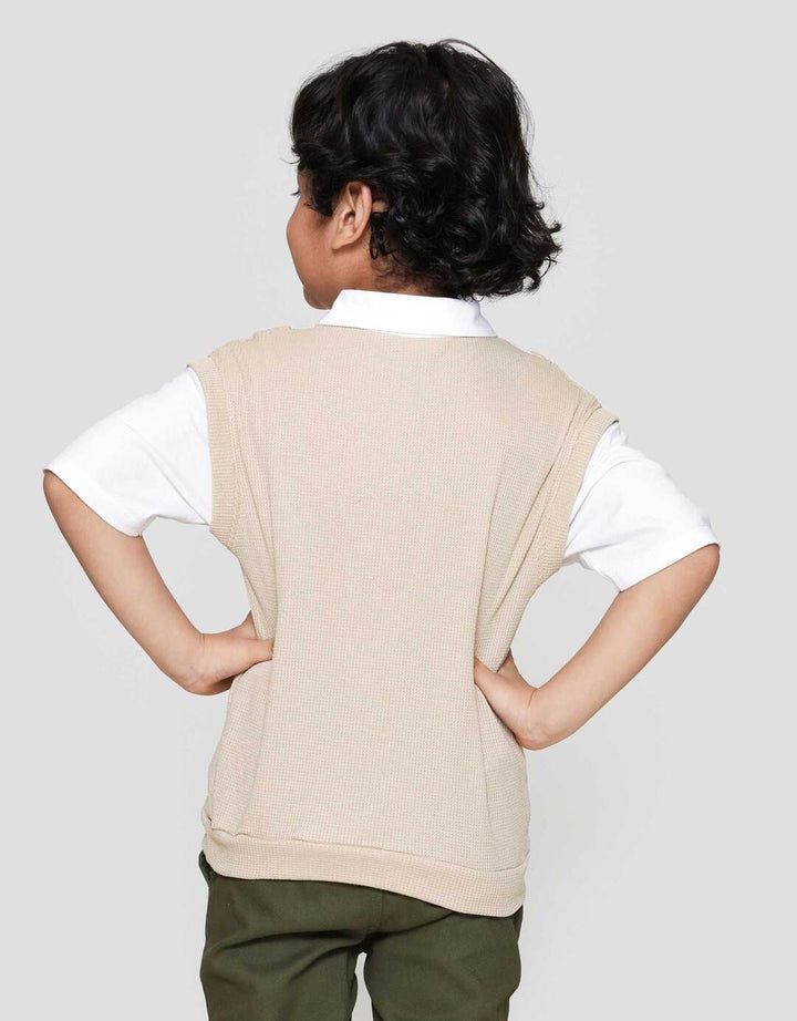 Little M Krah Komb Texture Wafel Kaos Anak Laki-laki