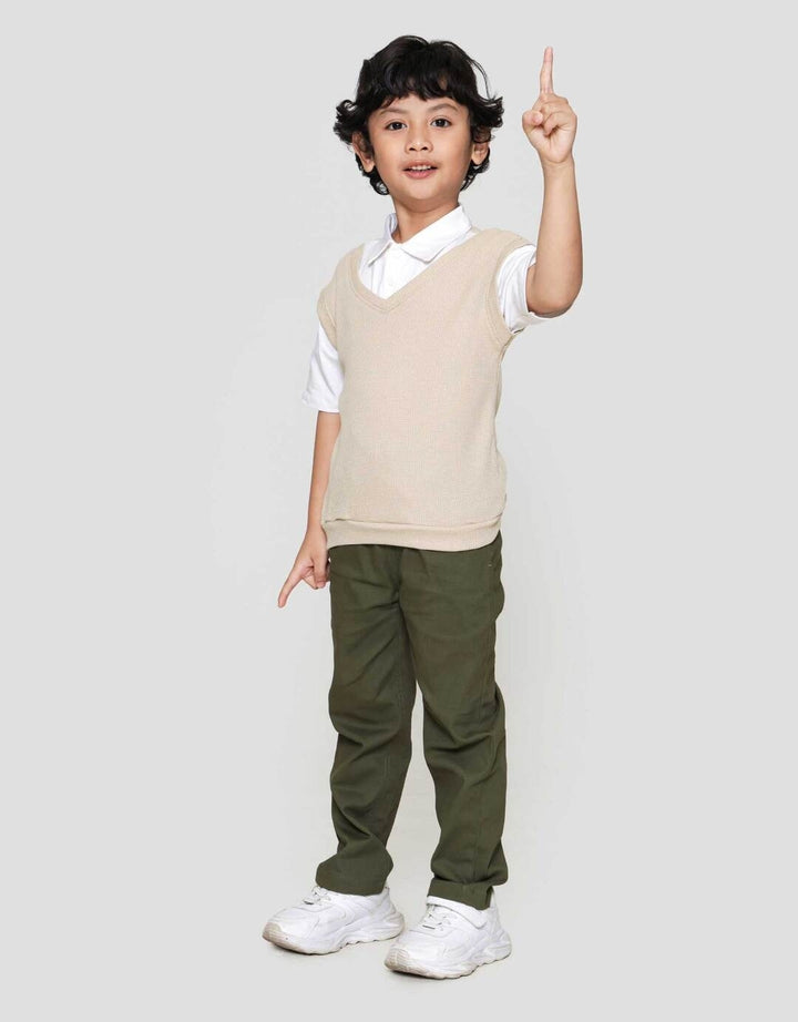 Little M Krah Komb Texture Wafel Kaos Anak Laki-laki