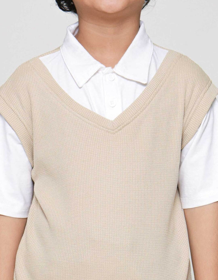 Little M Krah Komb Texture Wafel Kaos Anak Laki-laki