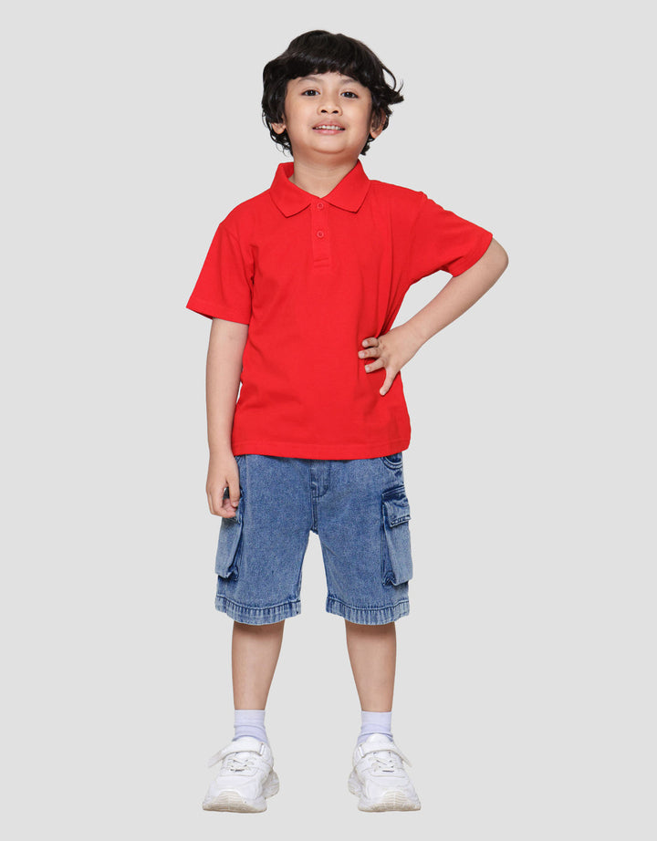 Little M Kerah Bsc Rib Kancing Kaos Anak Laki-laki