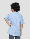 Little M Kotak Blue Mm Wash Kemeja Anak Laki-laki