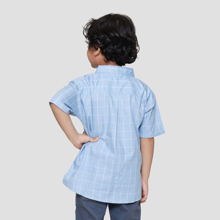 Little M Kotak Blue Mm Wash Kemeja Anak Laki-laki