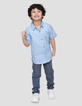 Little M Kotak Blue Mm Wash Kemeja Anak Laki-laki