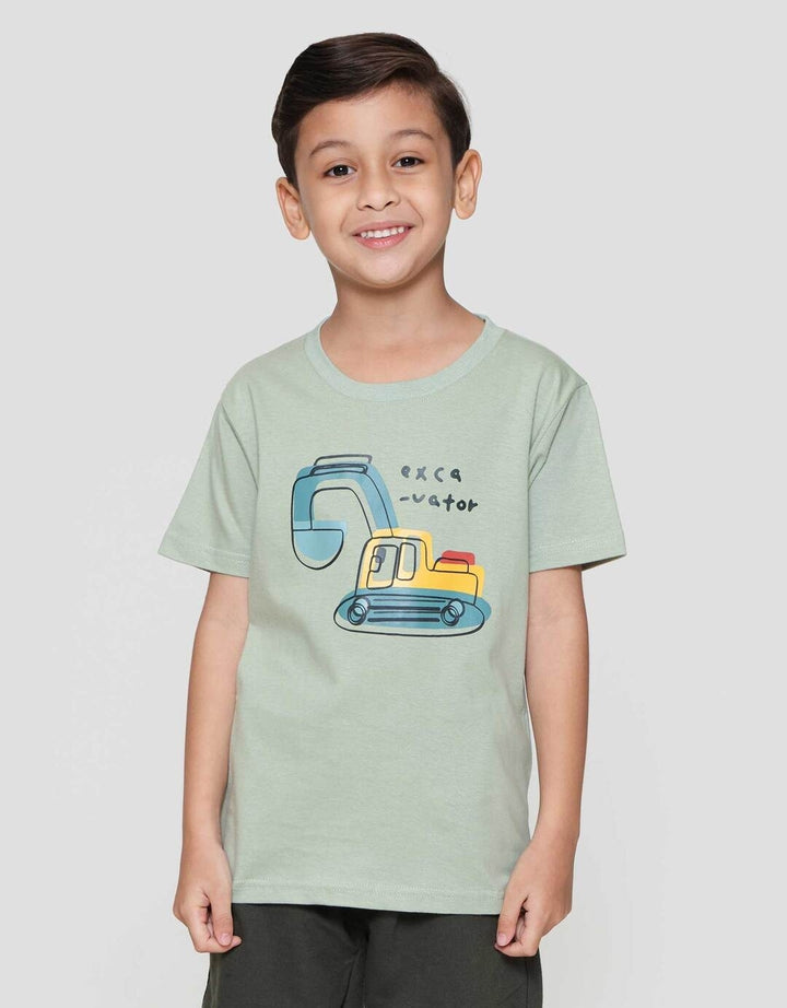 Little M Excavator Construction Kaos Anak Laki-laki