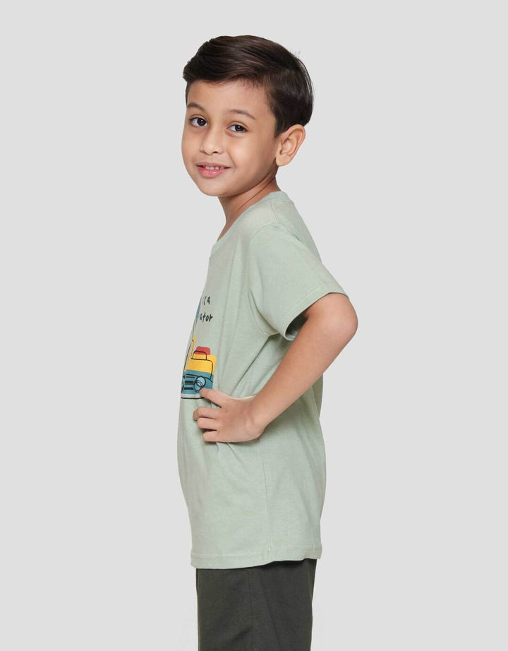 Little M Excavator Construction Kaos Anak Laki-laki