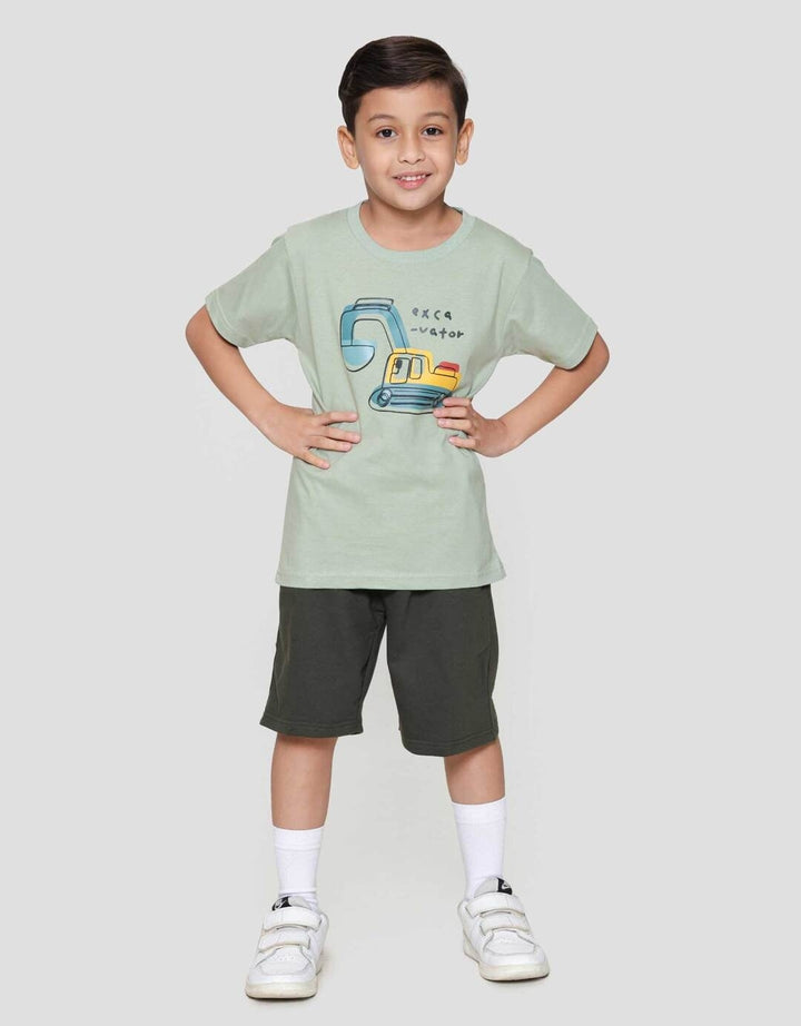 Little M Excavator Construction Kaos Anak Laki-laki