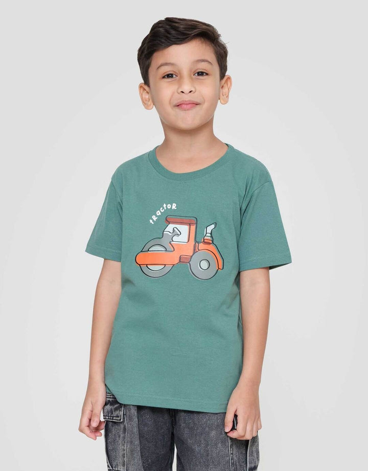 Little M Tractor Construction Kaos Anak Laki-laki