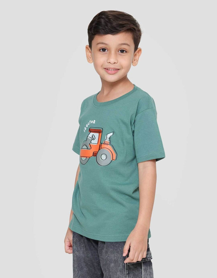 Little M Tractor Construction Kaos Anak Laki-laki
