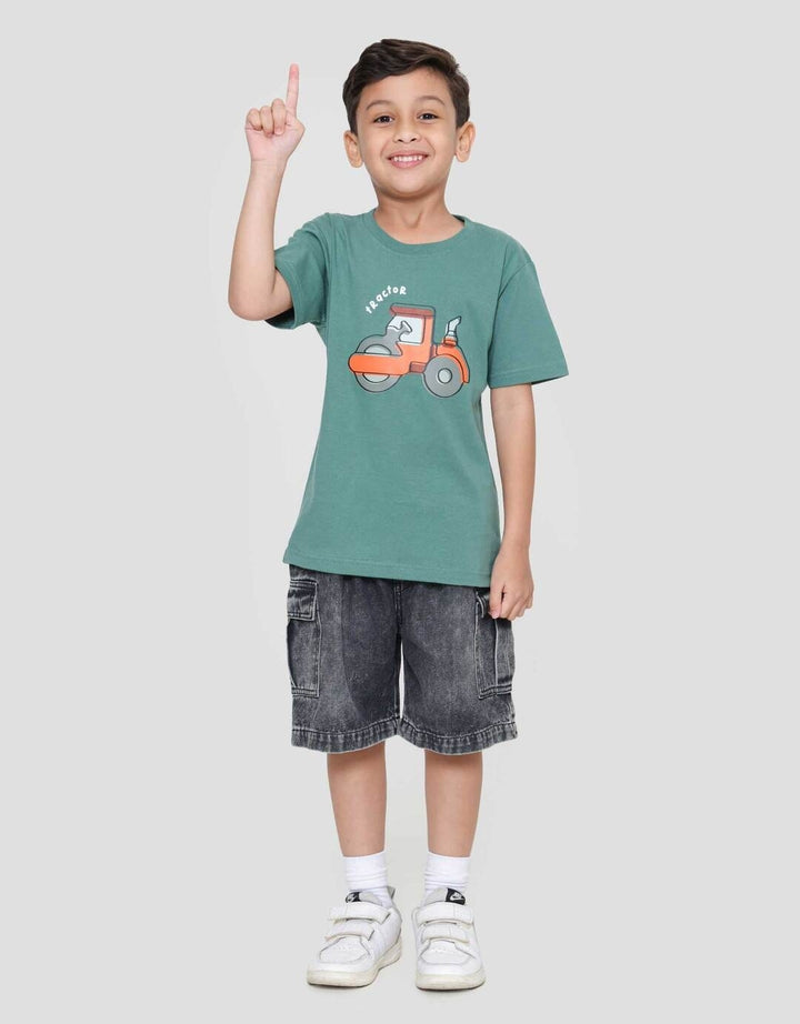 Little M Tractor Construction Kaos Anak Laki-laki