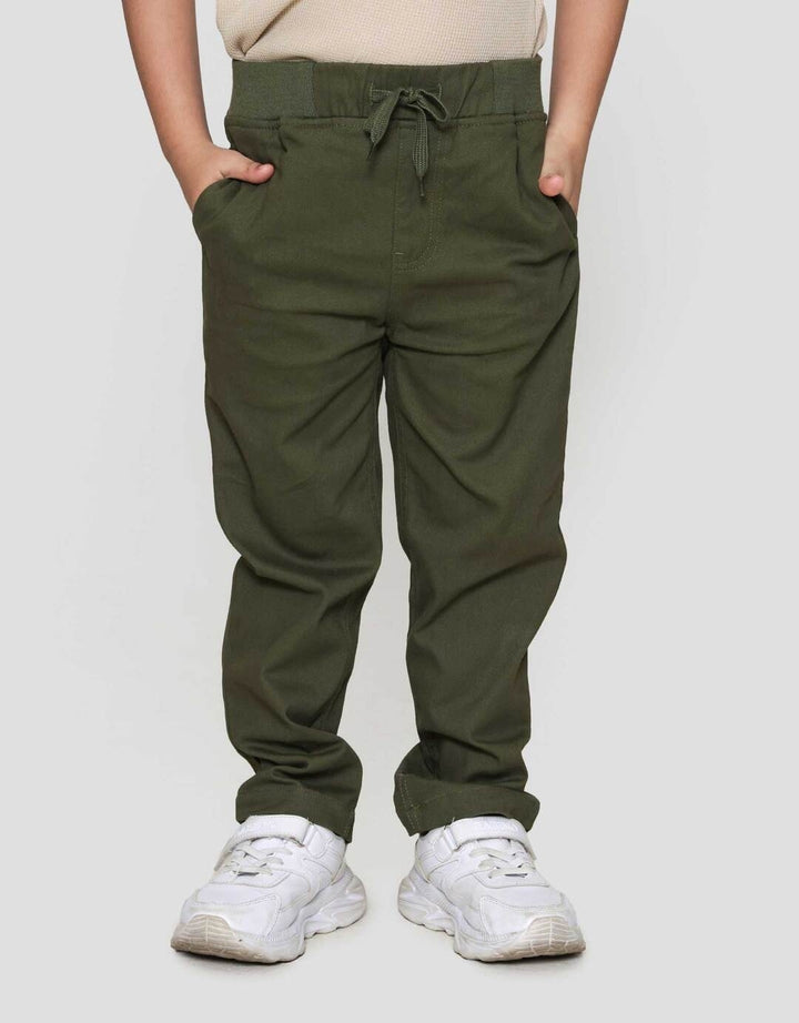 Little M Strech Rib Lipat Bawah Celana Panjang Anak Laki-laki