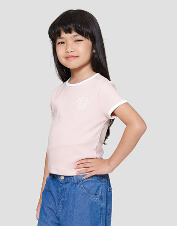 SUKO RIB KERAH BULAT LENGAN PENDEK KAOS ANAK PEREMPUAN