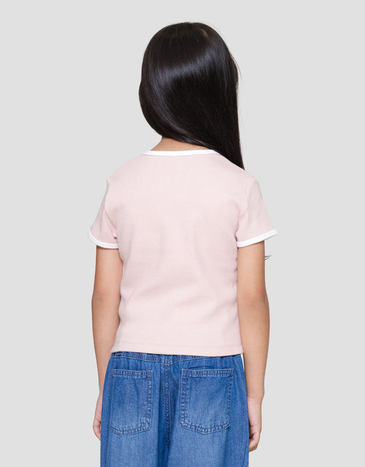 SUKO RIB KERAH BULAT LENGAN PENDEK KAOS ANAK PEREMPUAN