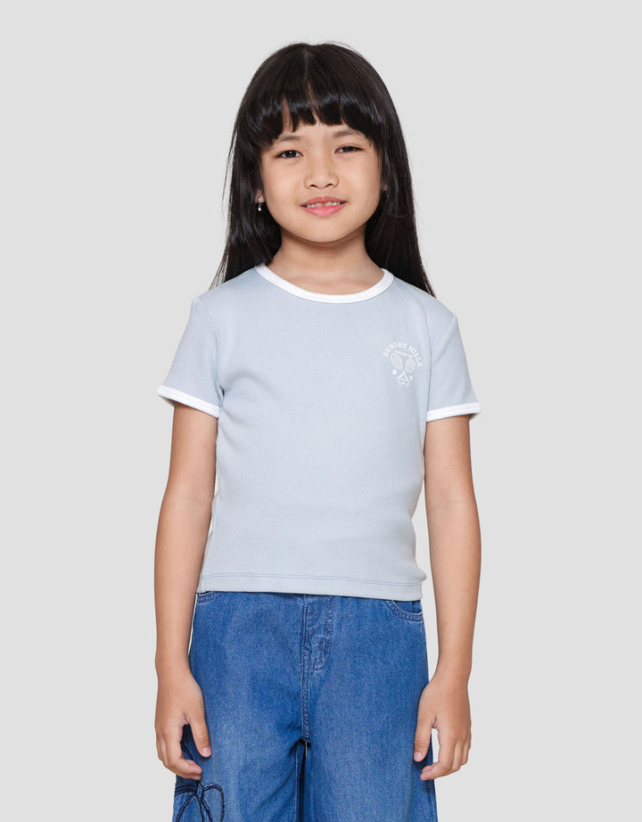 SUKO RIB KERAH BULAT LENGAN PENDEK KAOS ANAK PEREMPUAN
