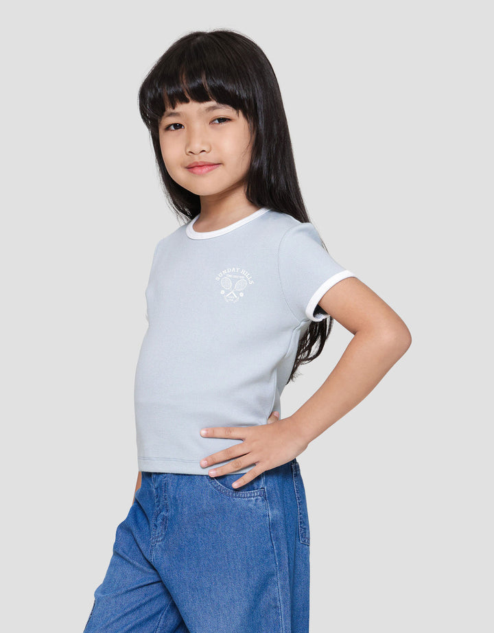 SUKO RIB KERAH BULAT LENGAN PENDEK KAOS ANAK PEREMPUAN