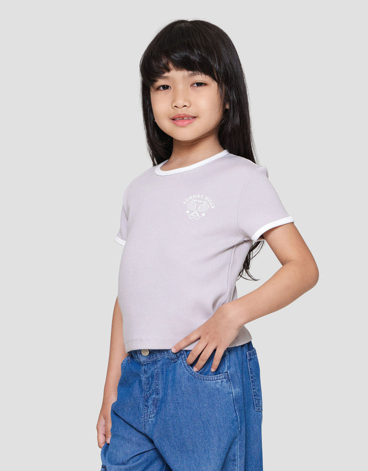 SUKO RIB KERAH BULAT LENGAN PENDEK KAOS ANAK PEREMPUAN