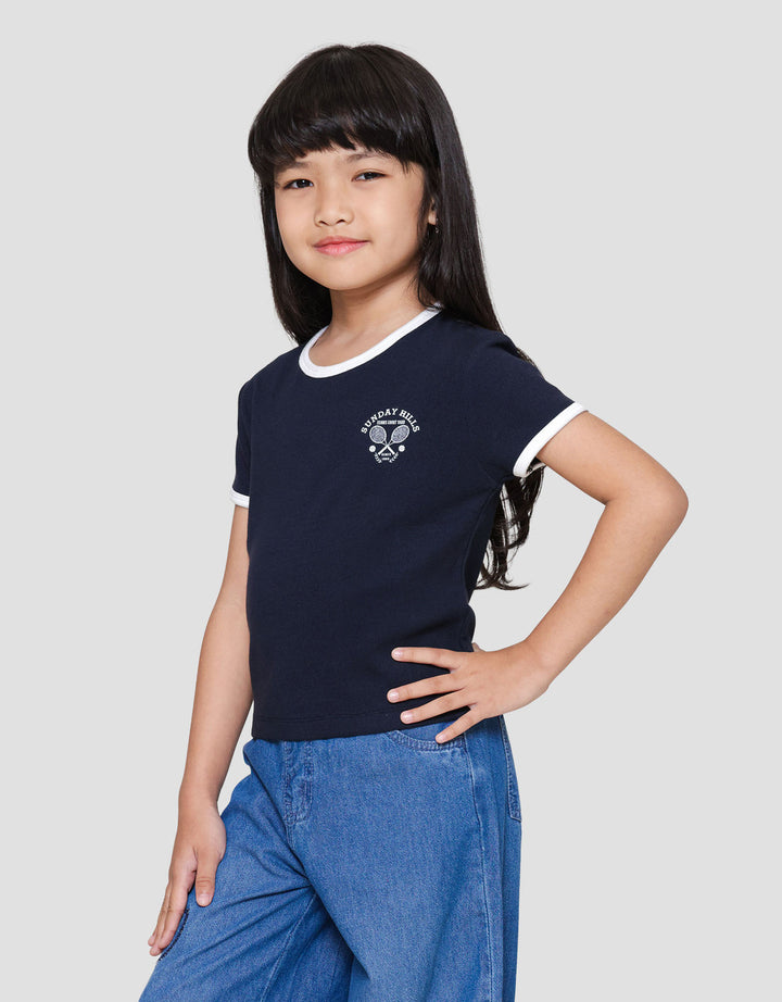 SUKO RIB KERAH BULAT LENGAN PENDEK KAOS ANAK PEREMPUAN