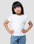Suko Mini Rib Stripe Kerah Bulat Kaos Anak Perempuan