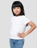 Suko Mini Rib Stripe Kerah Bulat Kaos Anak Perempuan