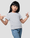 Suko Mini Rib Stripe Kerah Bulat Kaos Anak Perempuan
