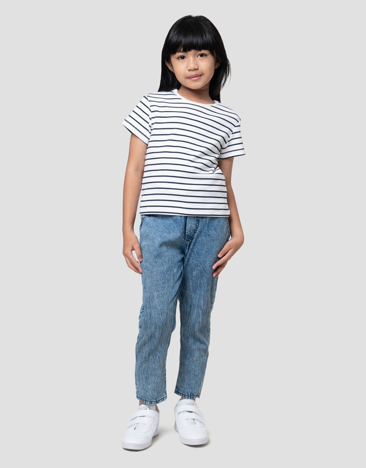 SUKO MINI RIB STRIPE KERAH BULAT KAOS ANAK PEREMPUAN