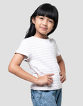 Suko Mini Rib Stripe Kerah Bulat Kaos Anak Perempuan