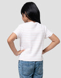 Suko Mini Rib Stripe Kerah Bulat Kaos Anak Perempuan