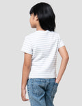 Suko Mini Rib Stripe Kerah Bulat Kaos Anak Perempuan