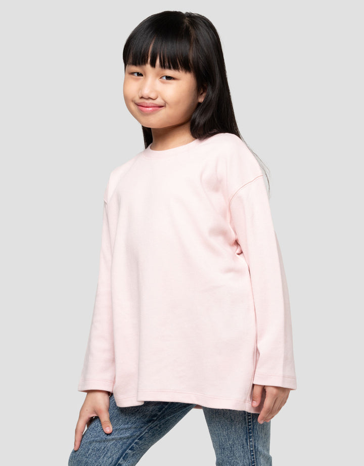 Suko Kerah Bulat Lengan Panjang Kaos Anak Perempuan