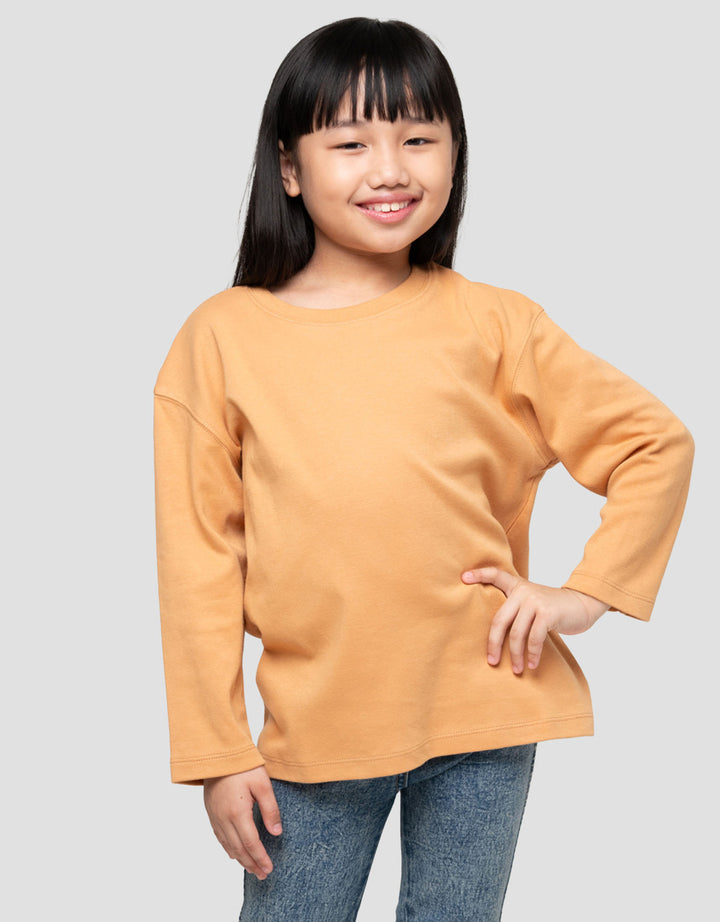 Suko Kerah Bulat Lengan Panjang Kaos Anak Perempuan