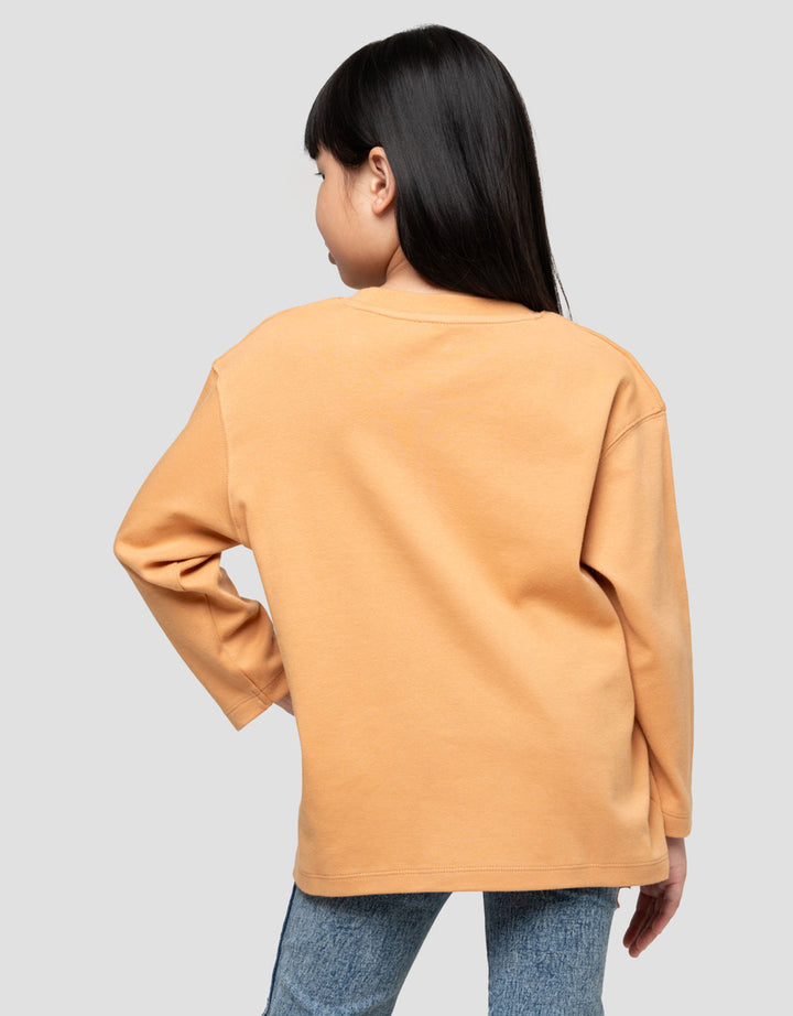 Suko Kerah Bulat Lengan Panjang Kaos Anak Perempuan