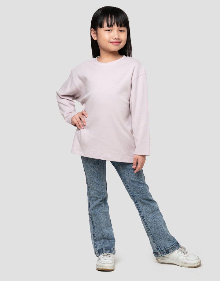 Suko Kerah Bulat Lengan Panjang Kaos Anak Perempuan