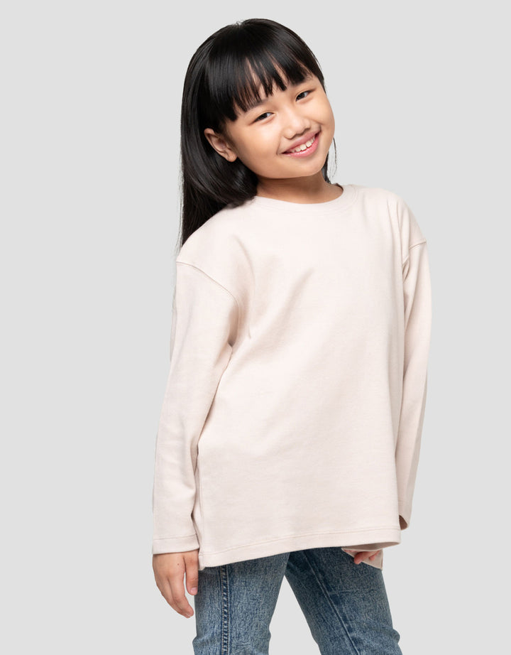 Suko Kerah Bulat Lengan Panjang Kaos Anak Perempuan