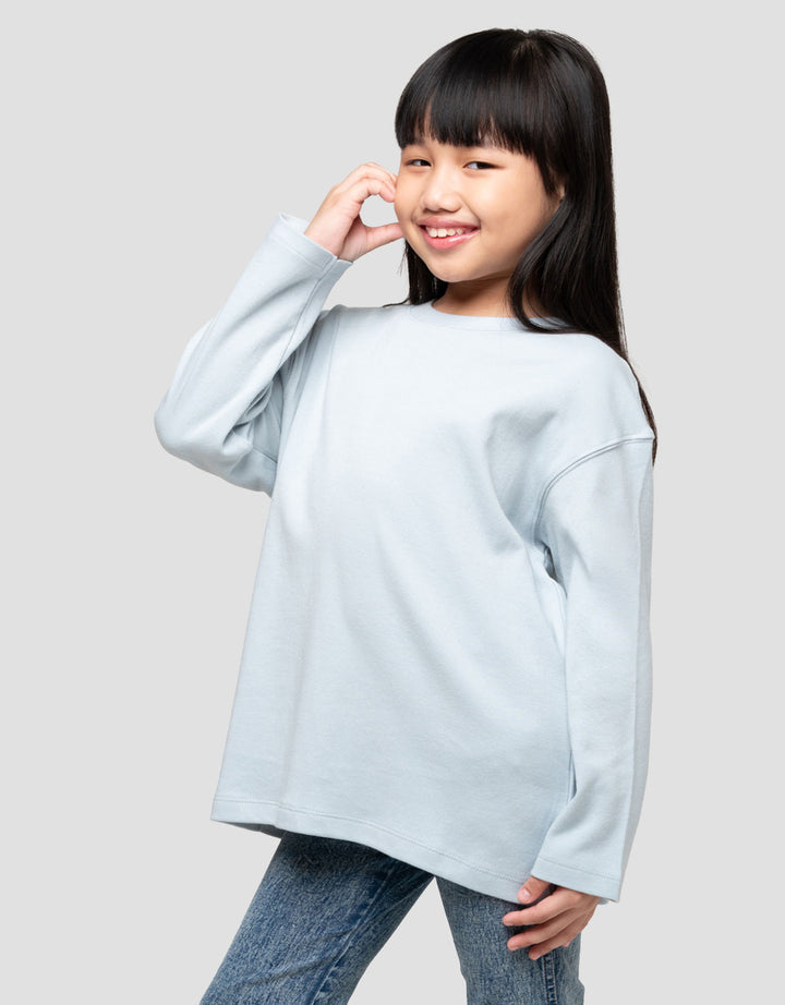 Suko Kerah Bulat Lengan Panjang Kaos Anak Perempuan