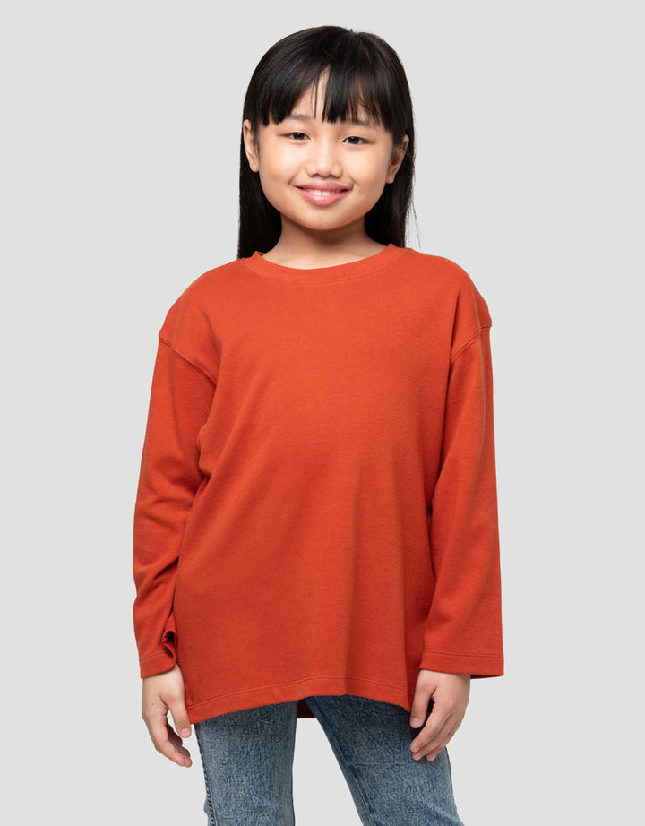 Suko Kerah Bulat Lengan Panjang Kaos Anak Perempuan