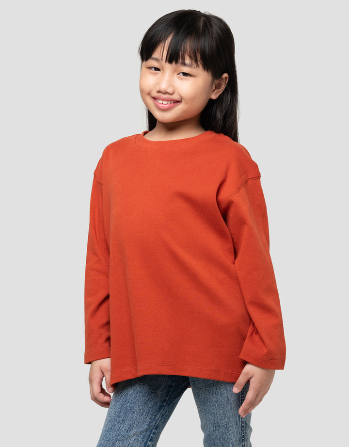 Suko Kerah Bulat Lengan Panjang Kaos Anak Perempuan