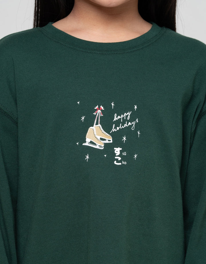 Suko Graphic Kerah Bulat Sweater Anak Perempuan