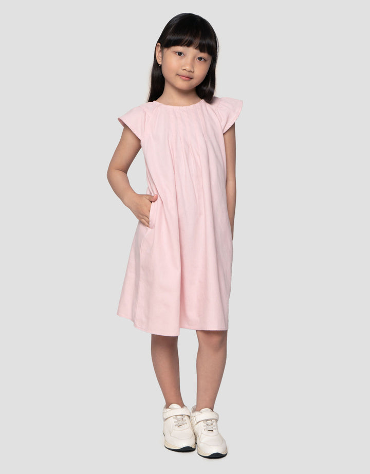 Suko Gaun Denim Lengan Pendek Dress Anak Perempuan